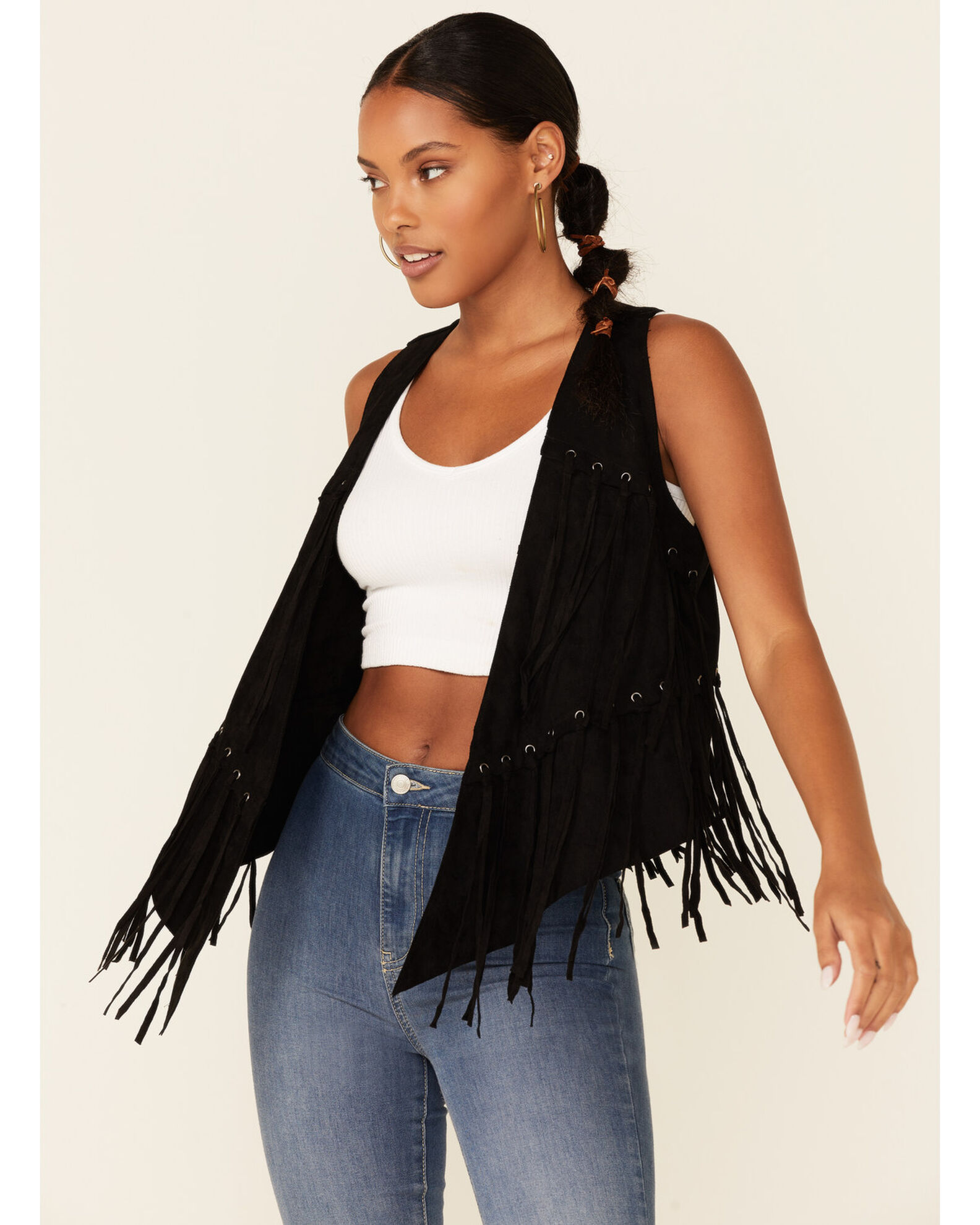 Vocal Women s Faux Suede Fringe Vest