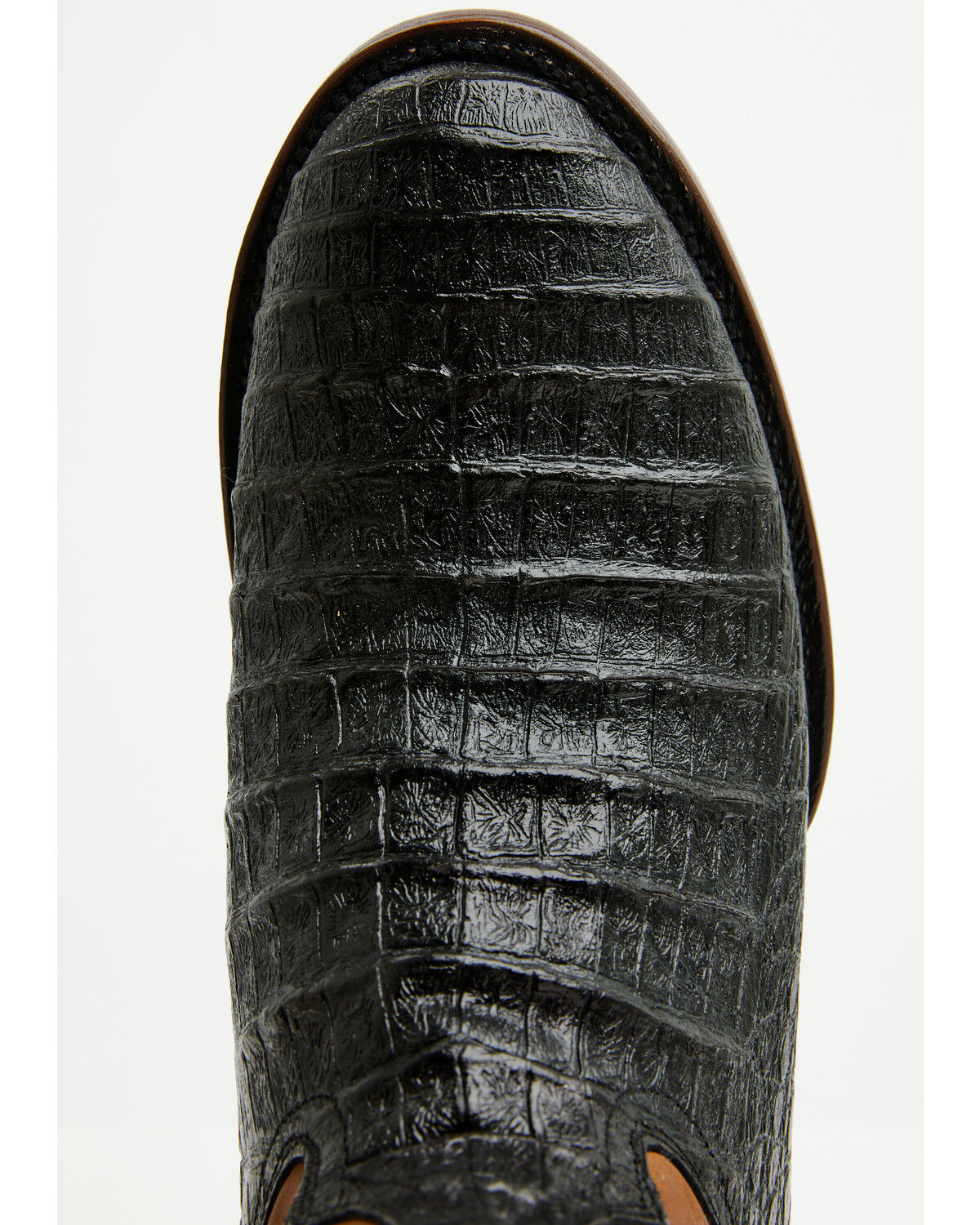 Image #6 - Tanner Mark Men's Caiman Print Western Boots - Round Toe, Black, hi-res