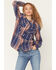 Image #1 - Idyllwind Women's Glenmond Dobby Plaid Print Long Sleeve Snap Flannel Shirt, Dark Blue, hi-res