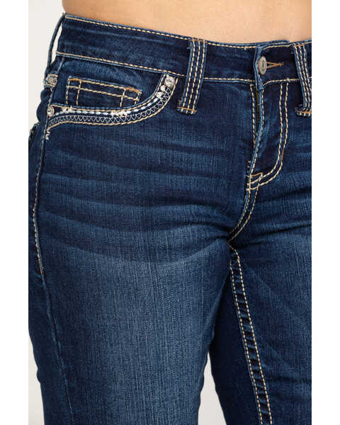 Image #4 - Shyanne Women's Dark Wash Faux Flap Bling Bootcut Jeans, , hi-res
