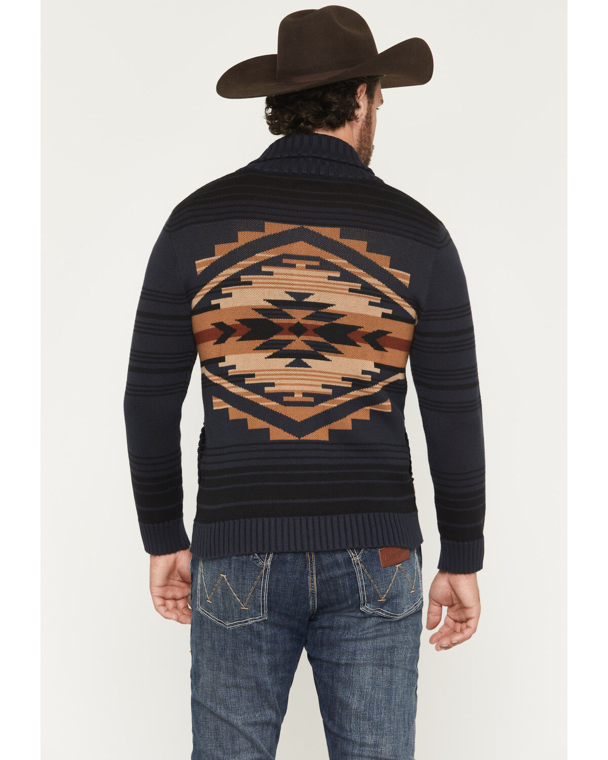 Image #4 - Pendleton Men's Tumal Ridge Multicolored Back Button-Down Sweater, Navy, hi-res