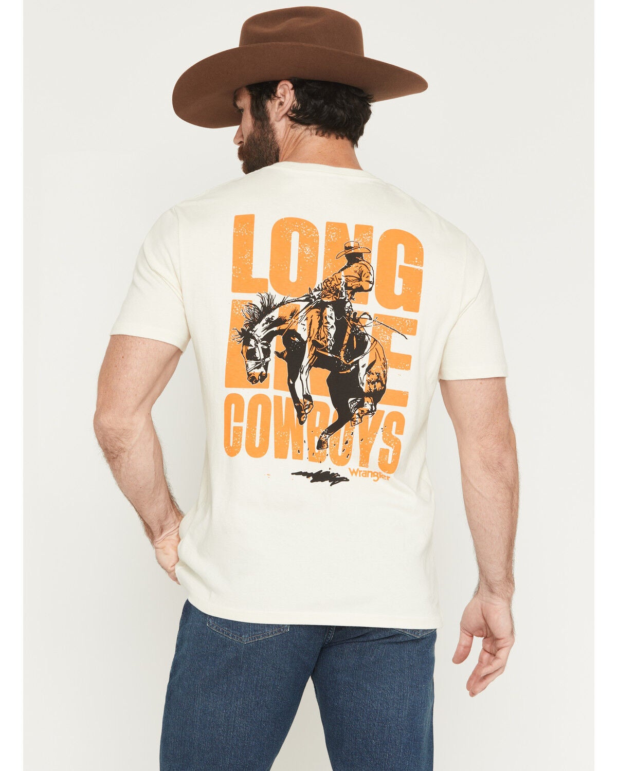Image #1 - Wrangler Men's Long Live Cowboys Short Sleeve Graphic T-Shirt, Off White, hi-res