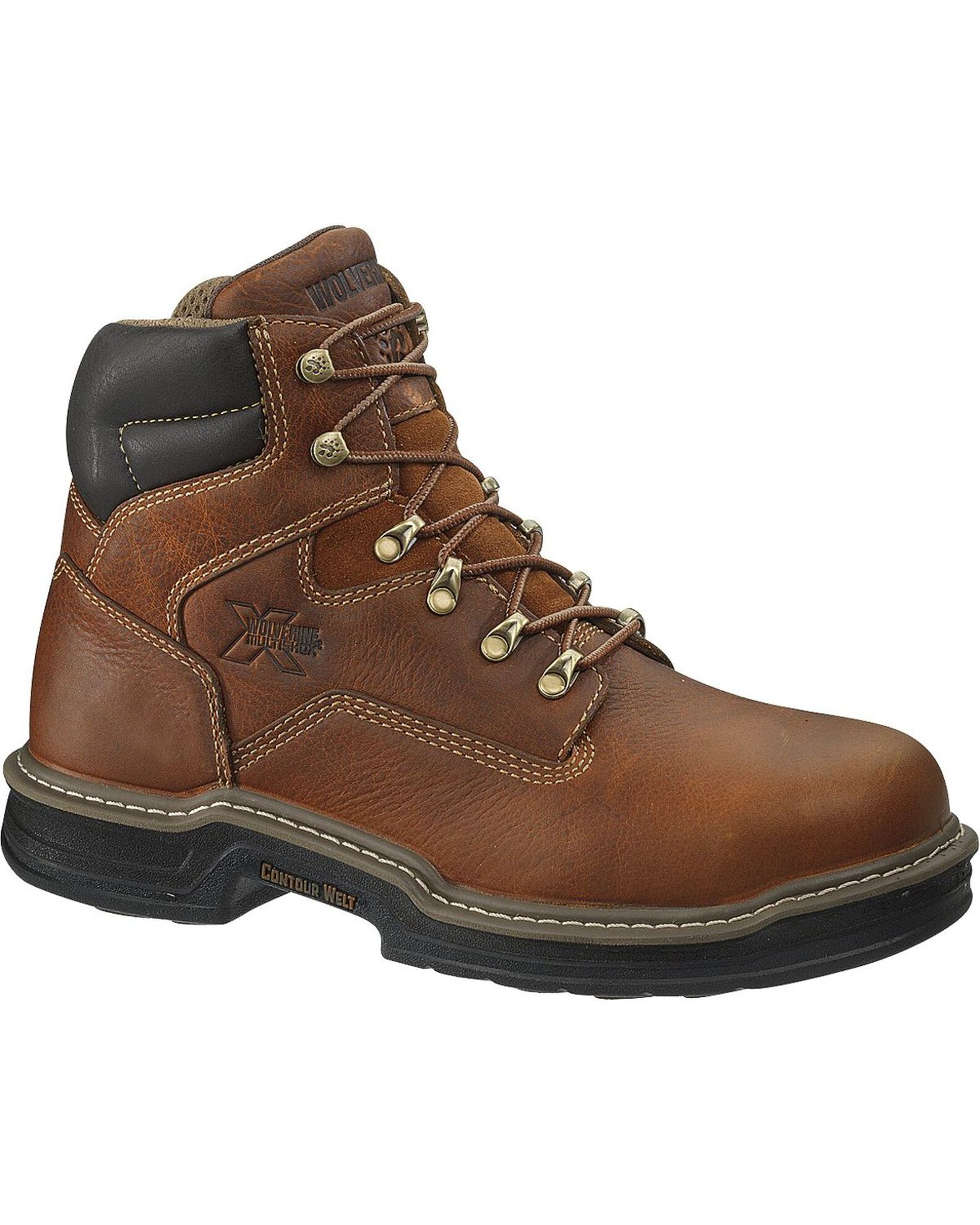 Image #1 - Wolverine Men's Raider DuraShocks® Steel Toe EH Work Boots, Brown, hi-res