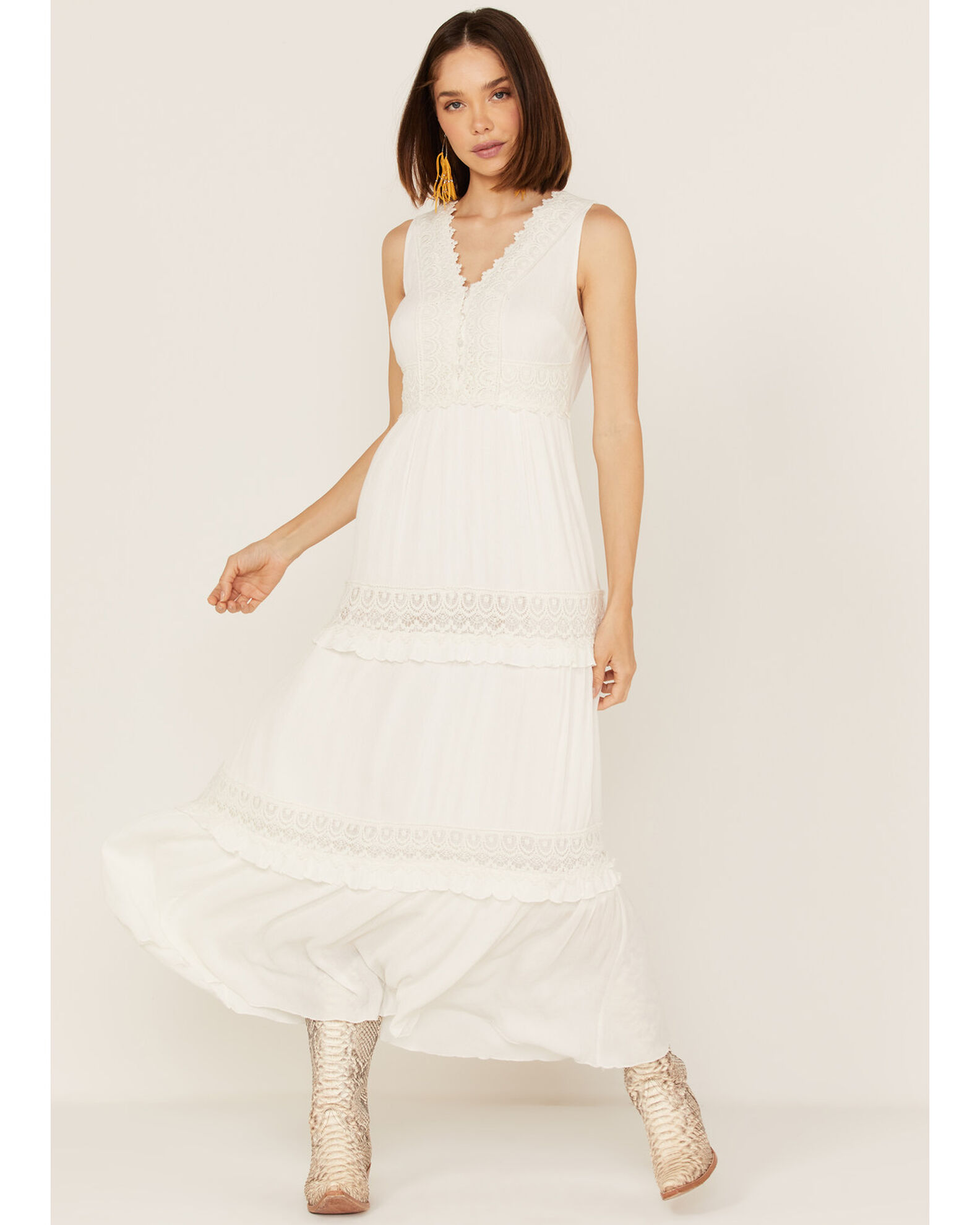Cotton & Rye Women's Tiered Lace Maxi Dress | Boot Barn