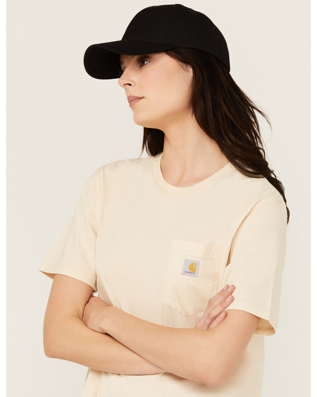 Image #2 - Carhartt Women's Loose Fit Lightweight Long Sleeve Pocket T-Shirt, Stone, hi-res