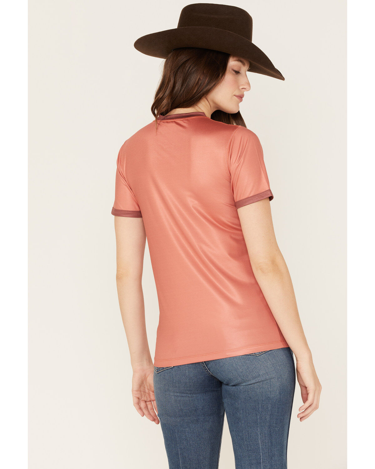 Image #4 - Kimes Ranch Women's Rhythm Ringer Performance Tech Tee, Orange, hi-res