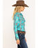 Image #3 - Rock & Roll Cowgirl Women's Mint Aztec Snap Long Sleeve Western Shirt, , hi-res
