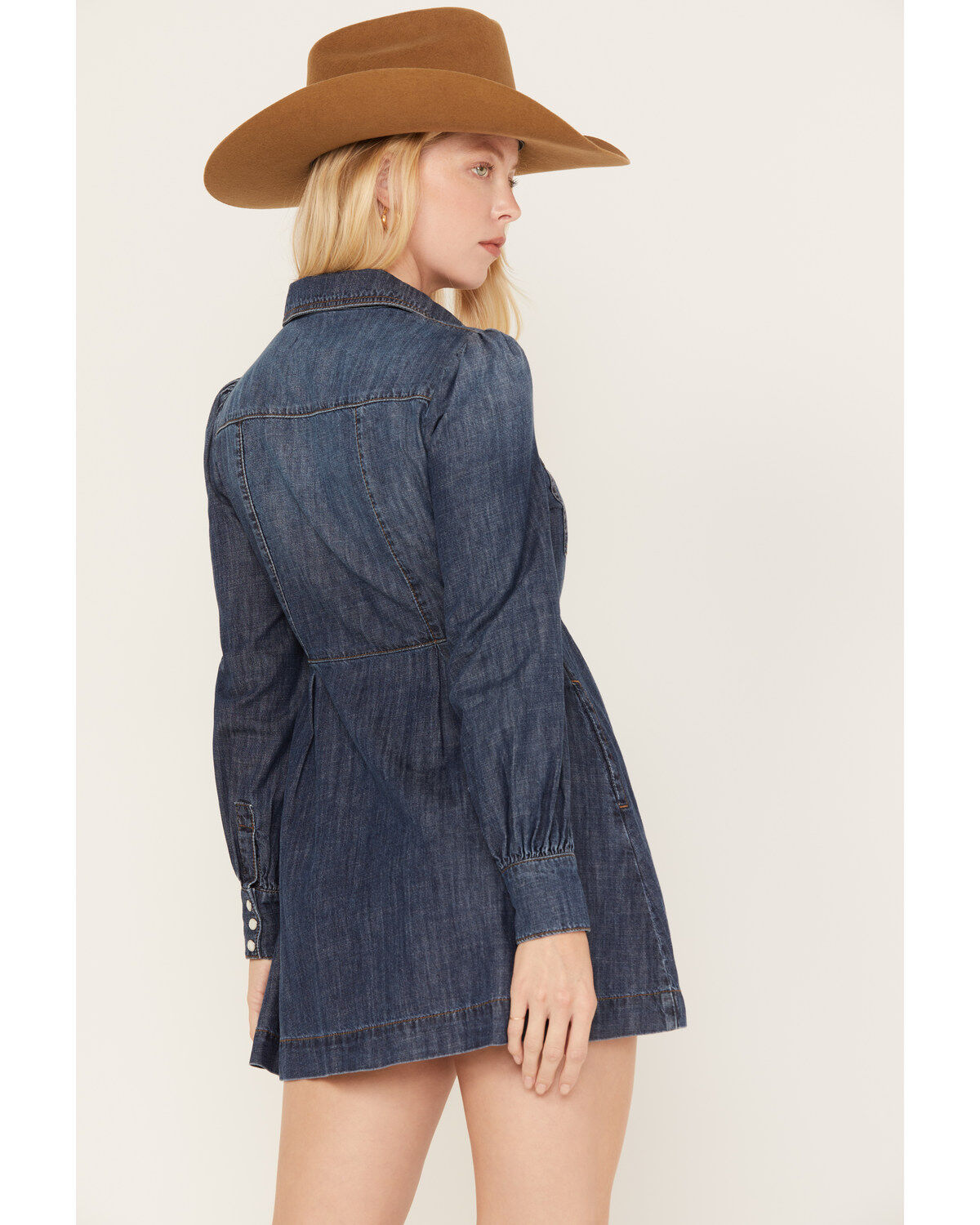 Image #4 - Shyanne Women's Medium Wash Long Sleeve Denim Shirt Dress, , hi-res