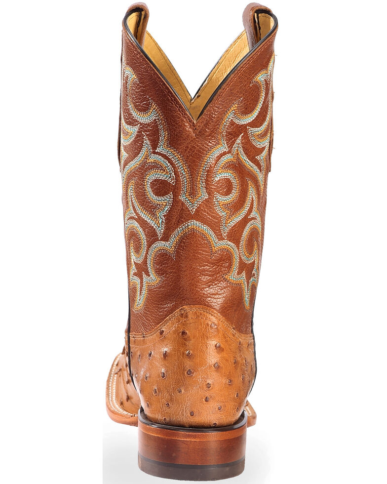 Justin Men's Full Quill Ostrich Western Boots, Cognac, hi-res
