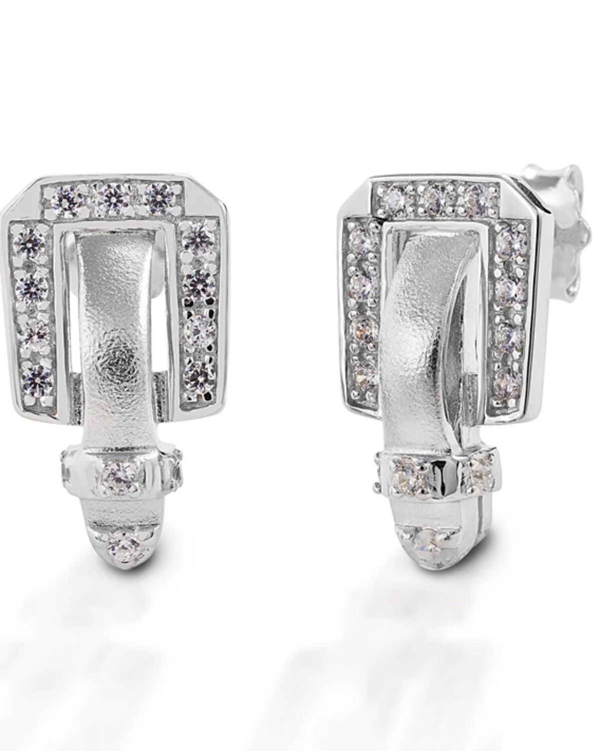 Kelly Herd Women's Silver Western Buckle Earrings, No Color, hi-res