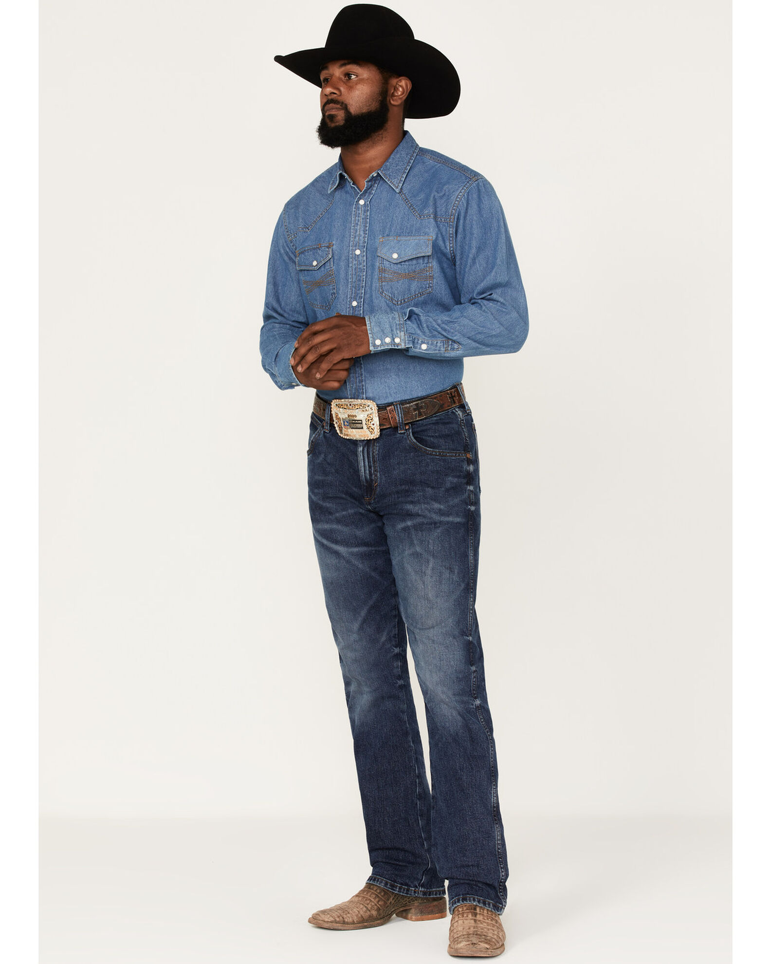 tigger afskaffe fordrejer Wrangler Retro Green Men's Antique Dark Wash Stretch Slim Bootcut Jeans |  Boot Barn