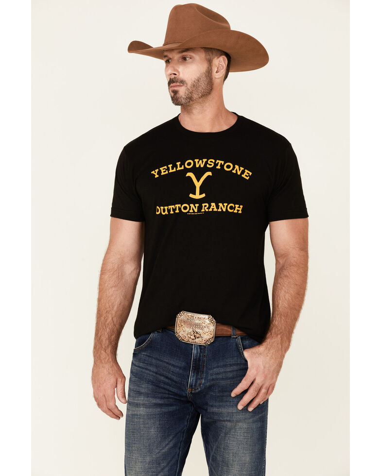 Paramount Network’s Yellowstone Men's Black Dutton Ranch Logo Short Sleeve T-Shirt , Black, hi-res