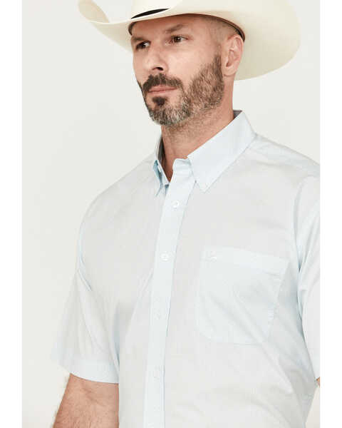 Image #2 - Cinch Men's Geo Print Short Sleeve Button-Down Western Shirt - Big, Light Blue, hi-res