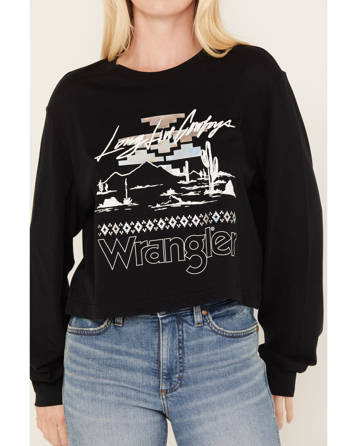 Image #3 - Wrangler Retro Women's Long Live Cowboys Abstract Long Sleeve Graphic Tee, , hi-res