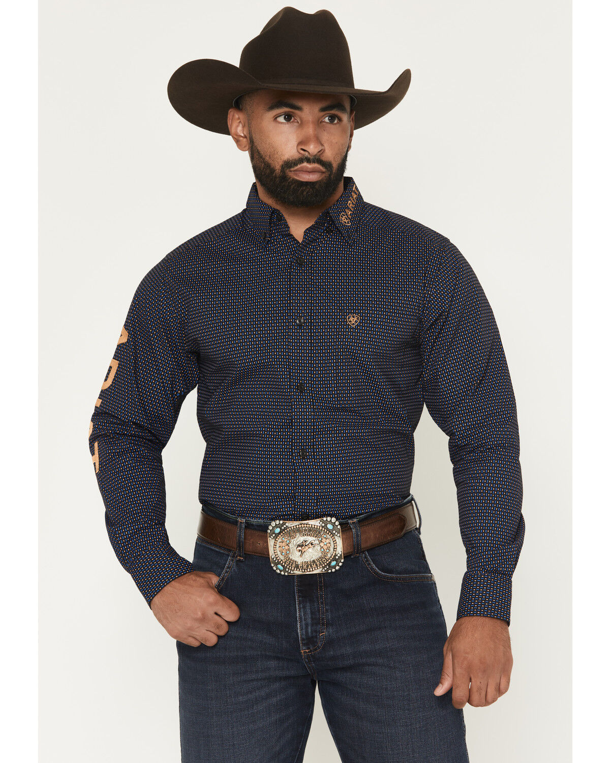Image #2 - Ariat Men's Team Portland Logo Geo Print Long Sleeve Button-Down Western Shirt, Black, hi-res