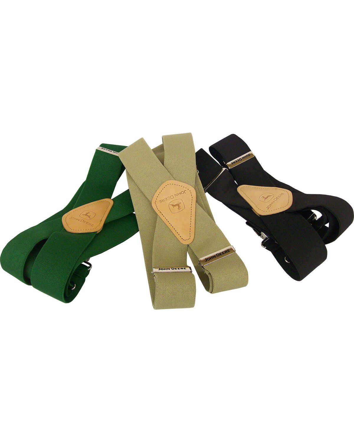John Deere Leather Patch Suspenders, Black, hi-res