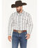 Image #1 - Cowboy Hardware Men's Medallion Print Long Sleeve Snap Stretch Western Shirt, White, hi-res