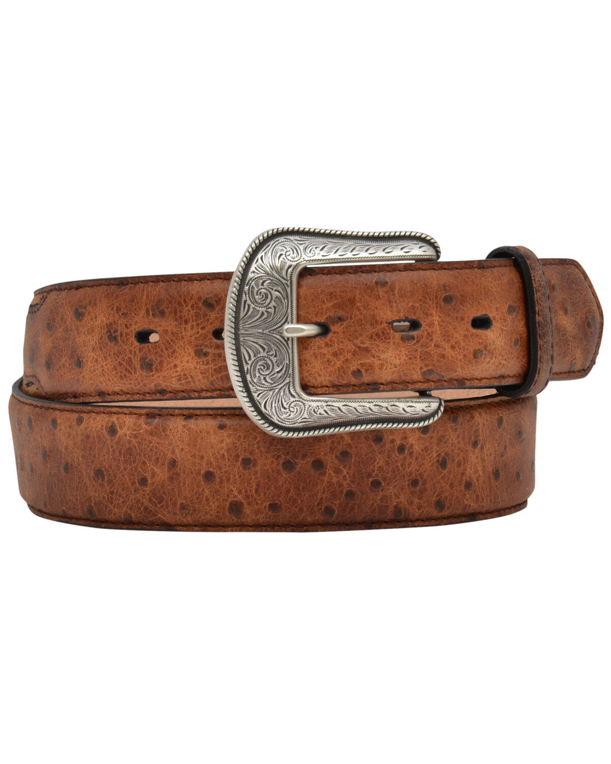 Image #1 - 3D Men's Vintage Ostrich Print Leather Belt, , hi-res