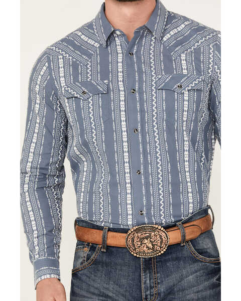 Image #3 - Cody James Men's War Hunt Southwestern Striped Print Long Sleeve Snap Western Shirt - Tall, White, hi-res