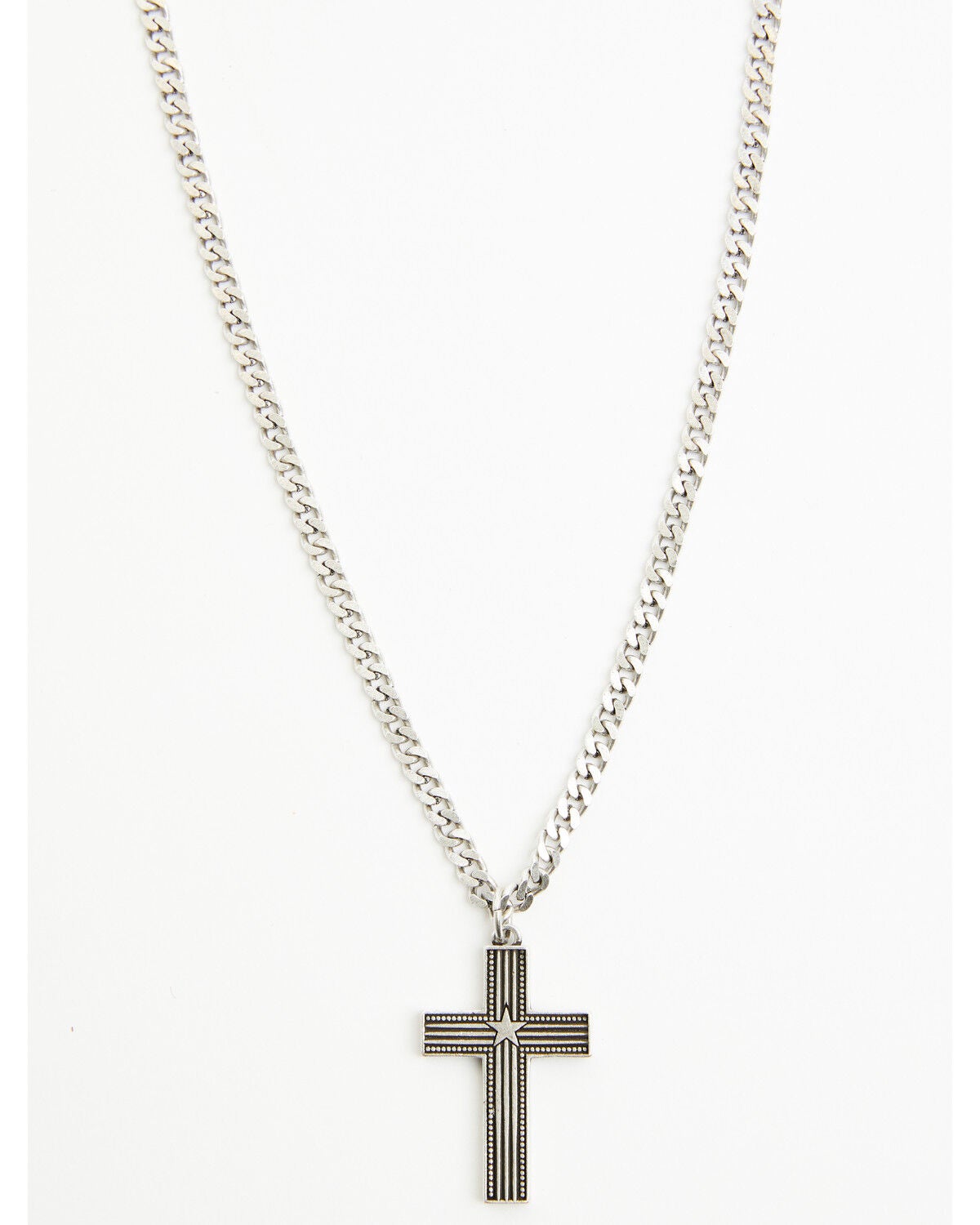 Cody James Men's Shiny Star Cross Necklace, Silver, hi-res
