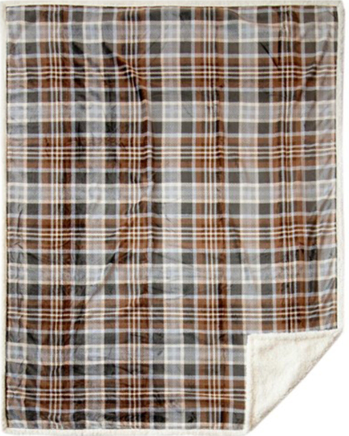 Image #2 - Carstens Home Plaid Plush Sherpa Throw, Grey, hi-res