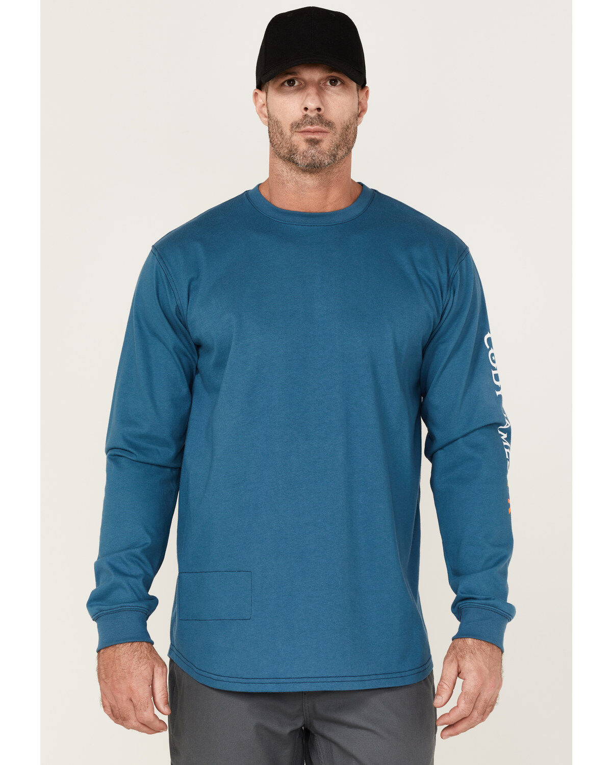 Image #1 - Cody James Men's FR Logo Long Sleeve Work T-Shirt - Tall, Blue, hi-res