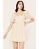 En Creme Women's Gingham and Dot Print Short Sleeve Mini Dress, Sand, hi-res