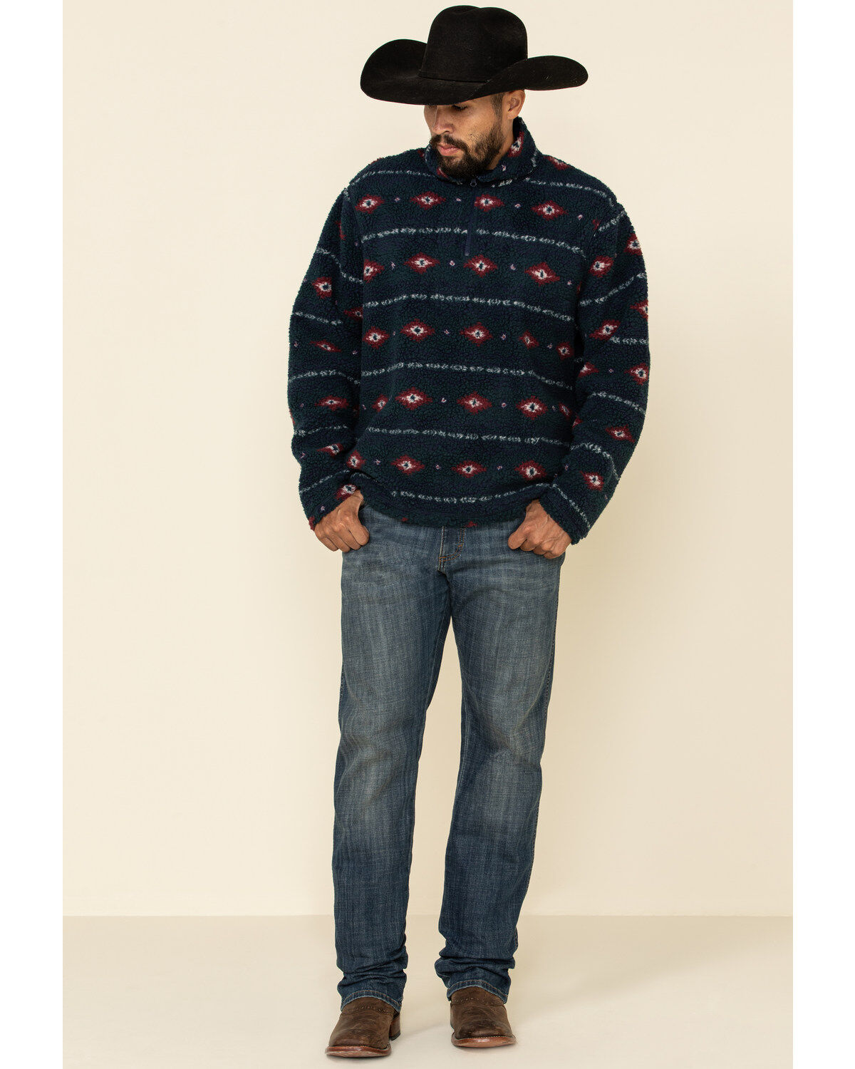 Wrangler Men's Blue Aztec Print Sherpa