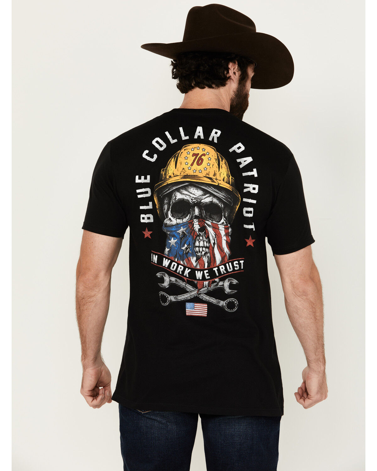 Image #1 - Howitzer Men's Blue Collar Trust Short Sleeve Graphic T-Shirt, , hi-res