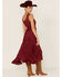 Scully Women's Lace-Up Jacquard Dress, Burgundy, hi-res