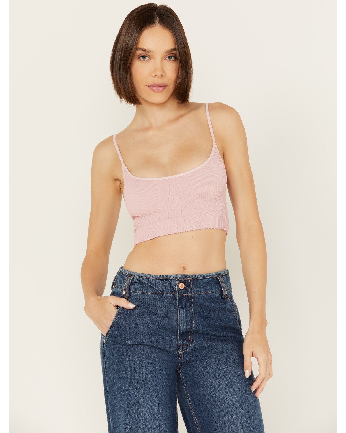 Free People Women's Kickback Seamless Bra, Pink, hi-res