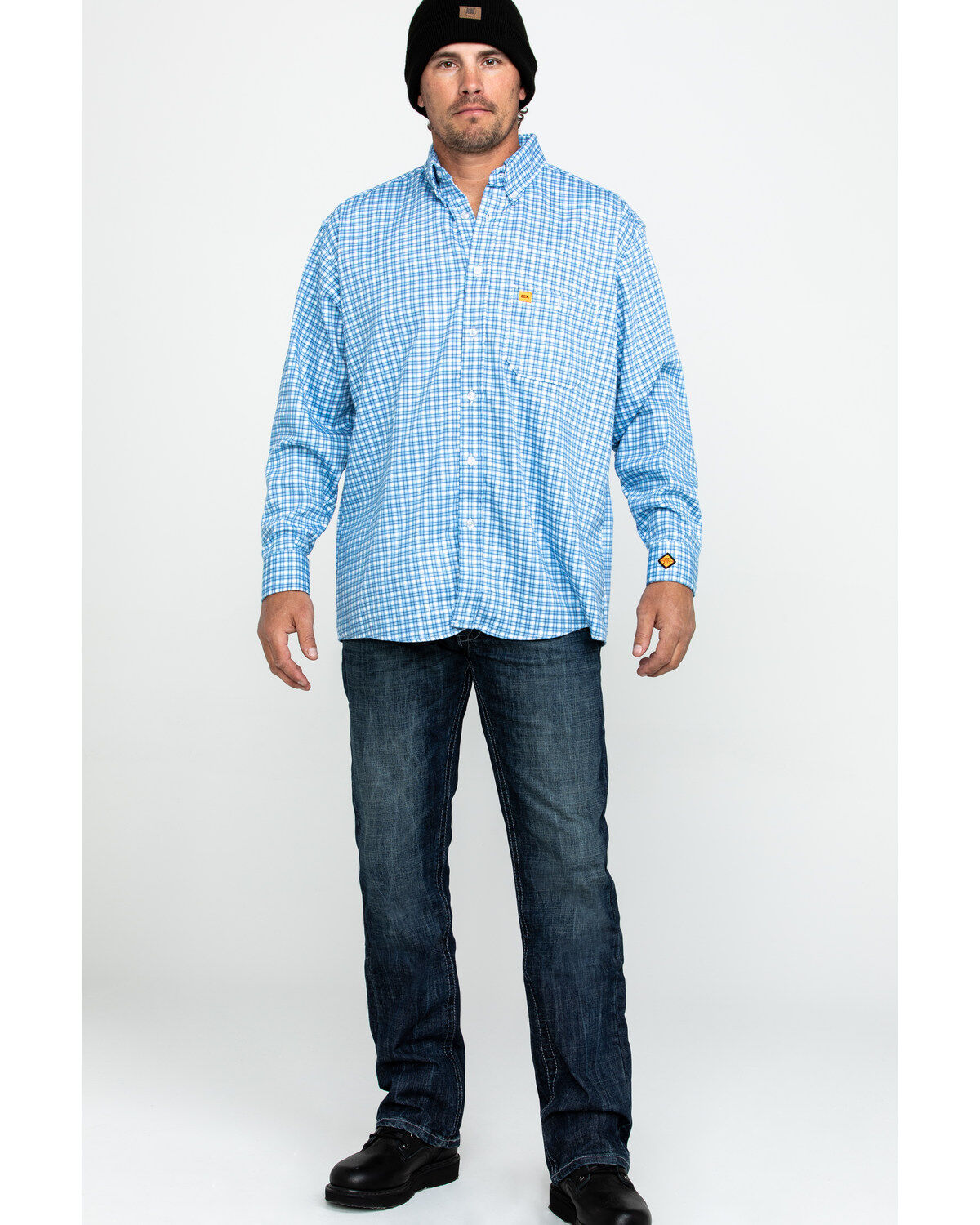 Image #6 - Wrangler 20X Men's FR Small Check Plaid Long Sleeve Work Shirt , , hi-res