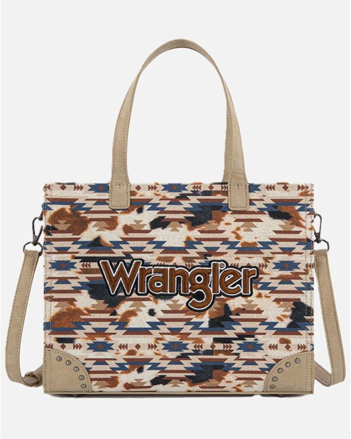 Image #2 - Wrangler Women's Southwestern Print Crossbody Tote, Khaki, hi-res