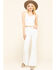 Image #6 - Miss Me Women's Ivory Ribbed Button Crop Top, , hi-res