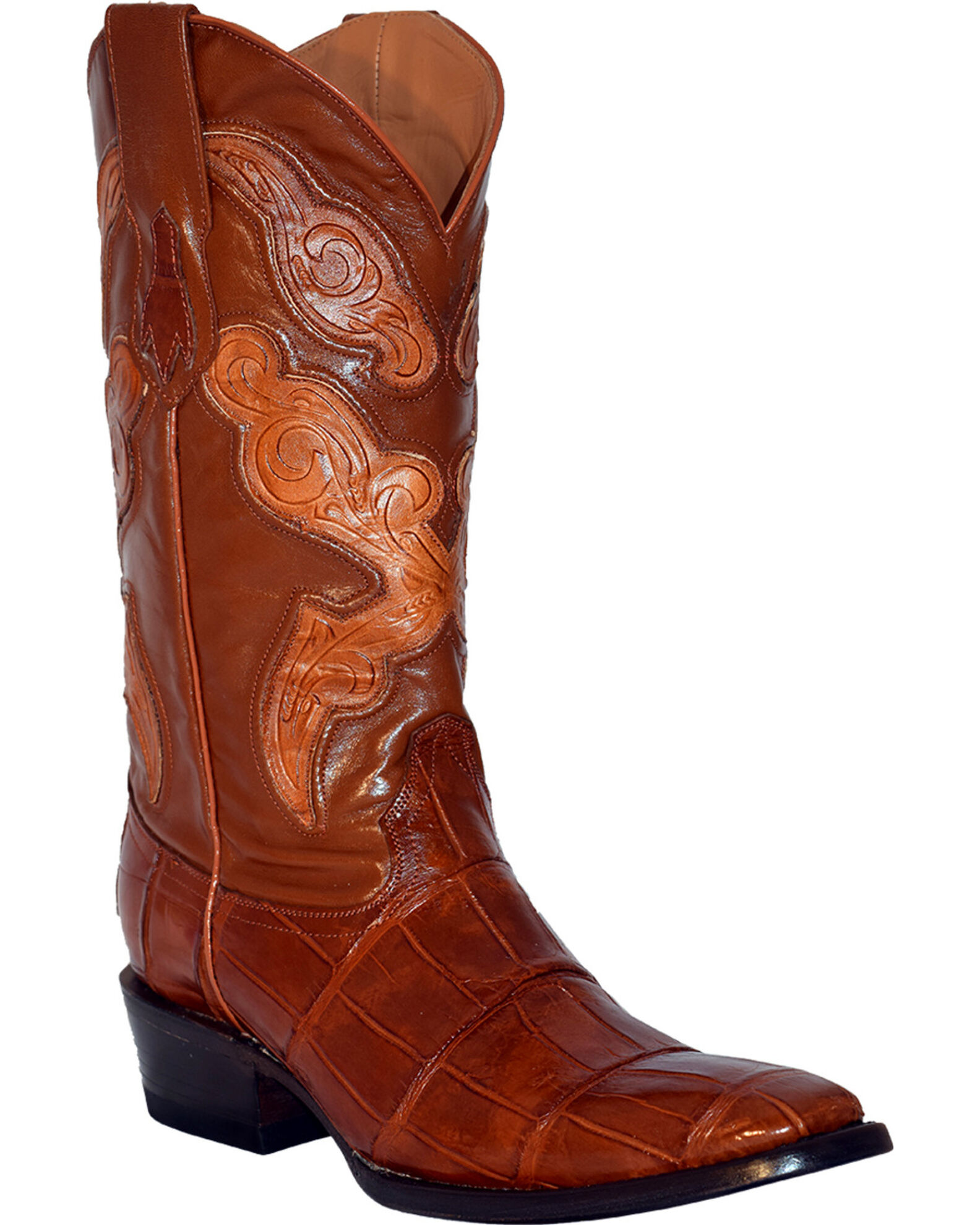 Image #1 - Ferrini Men's Stallion Alligator Belly Exotic Western Boots - Broad Square Toe, Cognac, hi-res