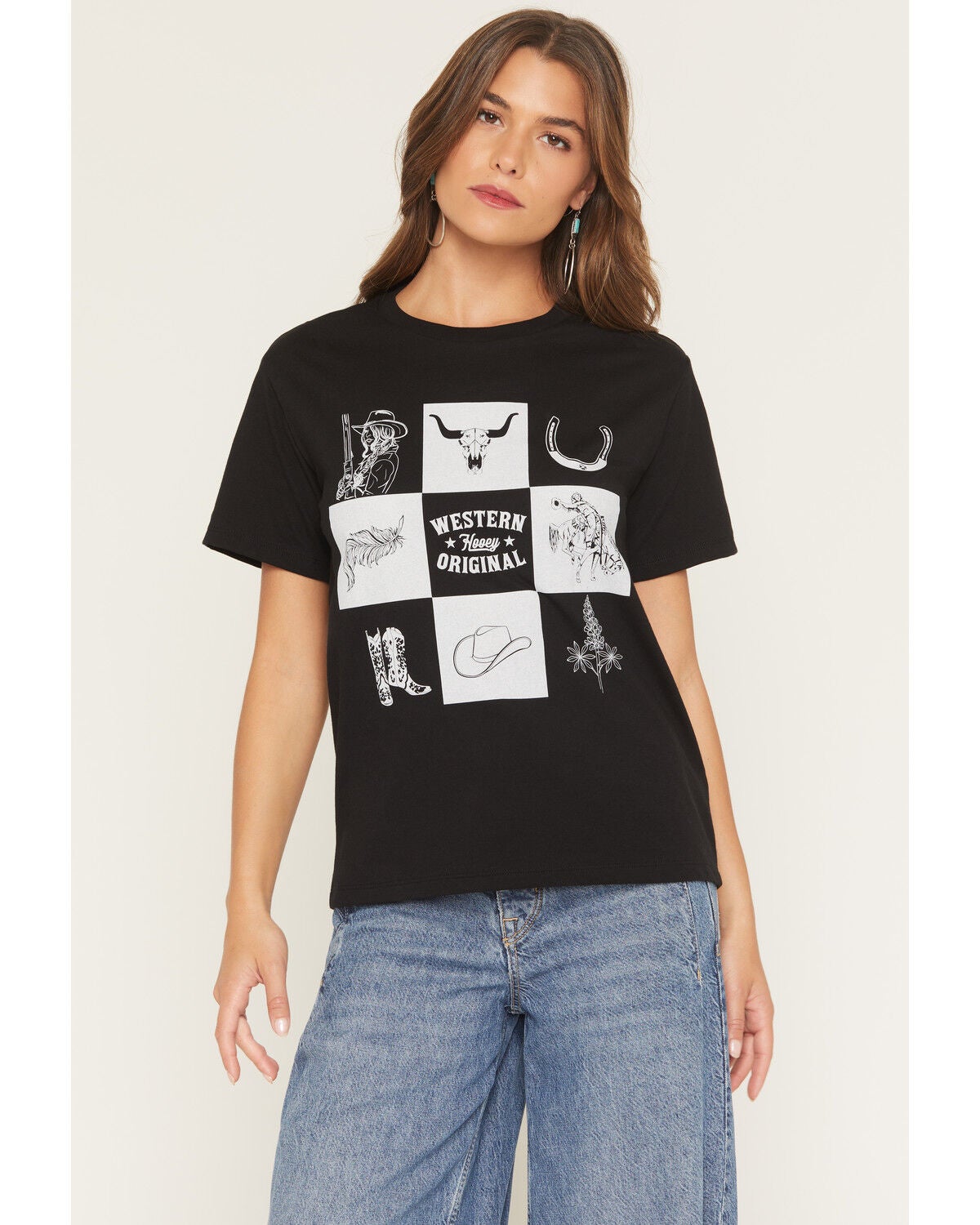 Hooey Women's Icons Short Sleeve Graphic T-Shirt, Black, hi-res