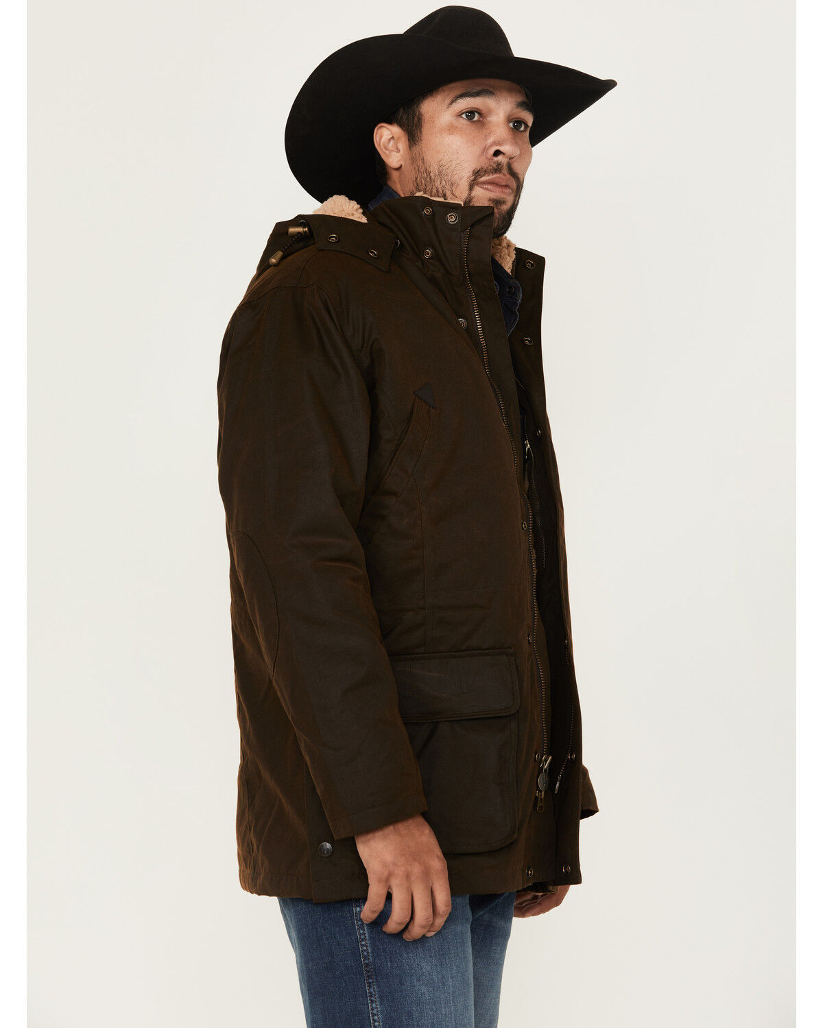 Image #2 - Outback Trading Co Men's Nolan Oilskin Berber Lined Concealed Carry Jacket, Bronze, hi-res