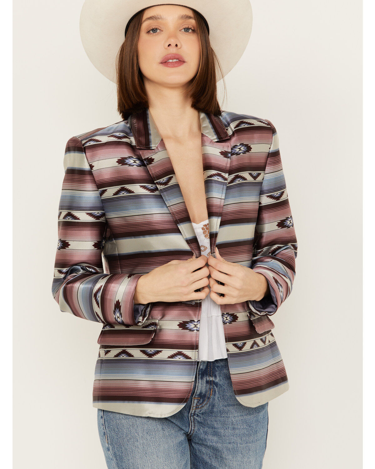 Image #1 - Ariat Women's Southwestern Serape Striped Blazer, , hi-res