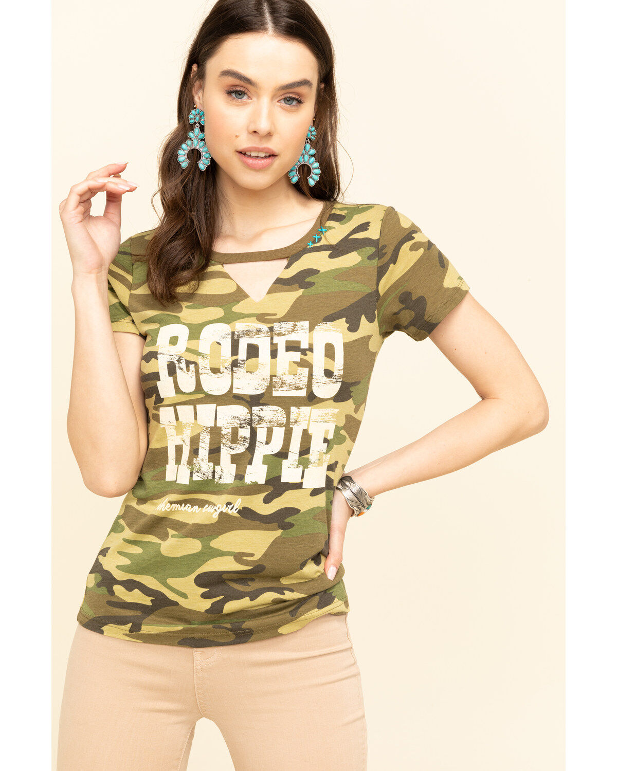 Image #1 - Bohemian Cowgirl Women's Camo Rodeo Hippie Graphic Tee, , hi-res