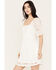 En Creme Women's Allover Crochet Short Sleeve Mini Dress, White, hi-res