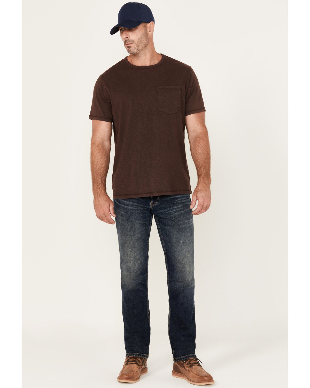 Brothers and Sons Men's Drifter Wash Tucker Slim Straight Stretch Denim Jeans, Dark Wash, hi-res