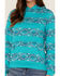 RANK 45 Women's Southwestern Stripe Pullover Sweatshirt Hoodie, Turquoise, hi-res