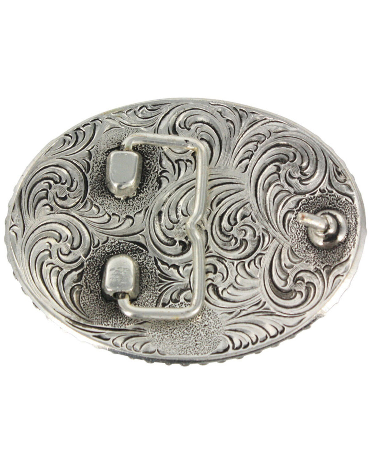 Image #2 - Cody James® Oval Long Horn Belt Buckle, Silver, hi-res