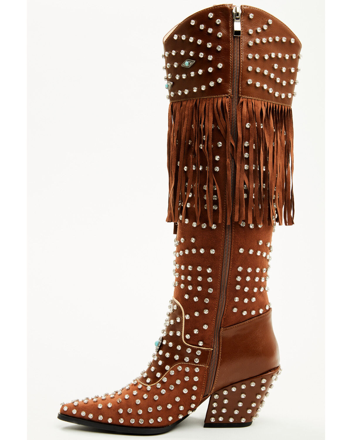Product Name:  Azalea Wang Women's Bennett Embellished Fringe Tall Fashion Boots - Snip Toe