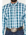 Image #3 - Wrangler Men's Plaid Print Long Sleeve Snap Performance Western Shirt, Teal, hi-res