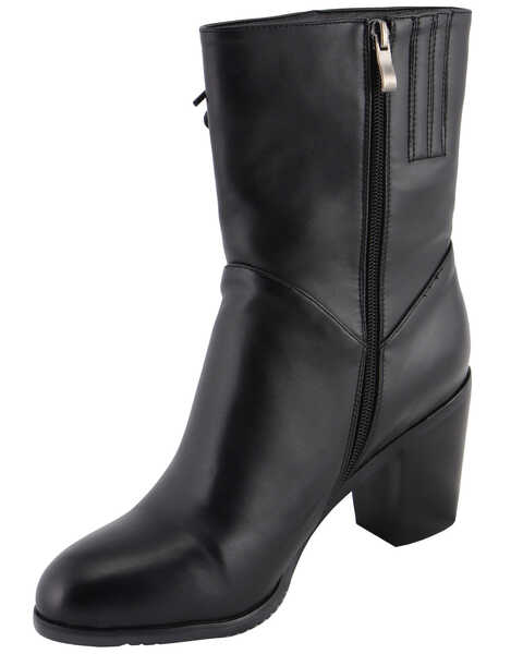 Image #2 - Milwaukee Leather Women's Laced Side Riding Boots - Round Toe, Black, hi-res