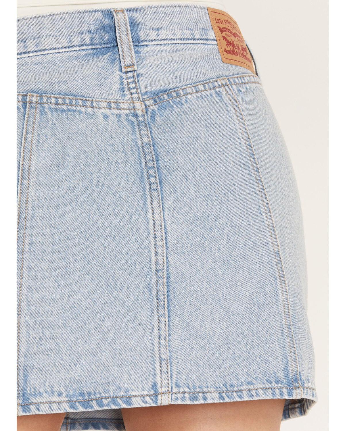 Image #4 - Levi's Women's Icon Light Wash Seamed Denim Mini Skirt, Light Wash, hi-res