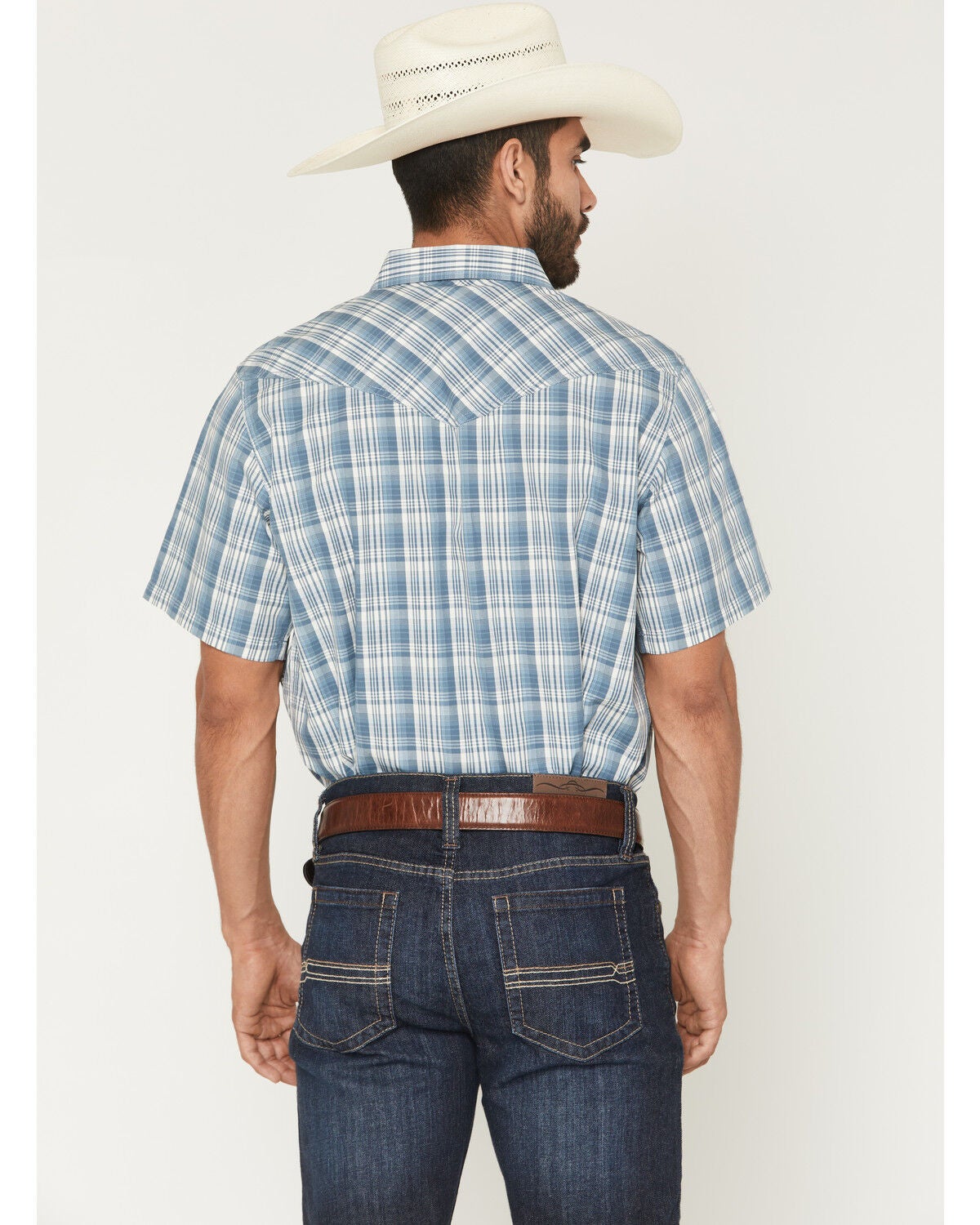 Image #4 - Cody James Men's Briggs Plaid Print Short Sleeve Snap Western Shirt - Big, Blue, hi-res