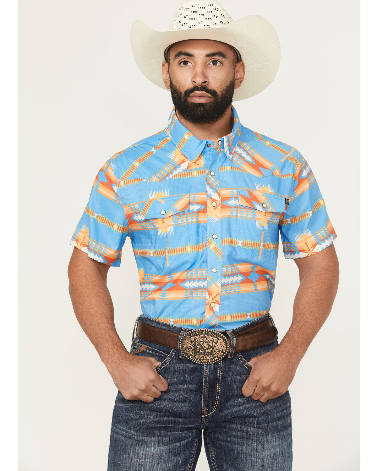 Rock & Roll Denim Men´s Tek Southwestern Print Short Sleeve Snap WesternShirt