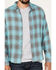 Brixton Men's Bowery Soft Weave Long Sleeve Button Down Flannel Shirt, Teal, hi-res